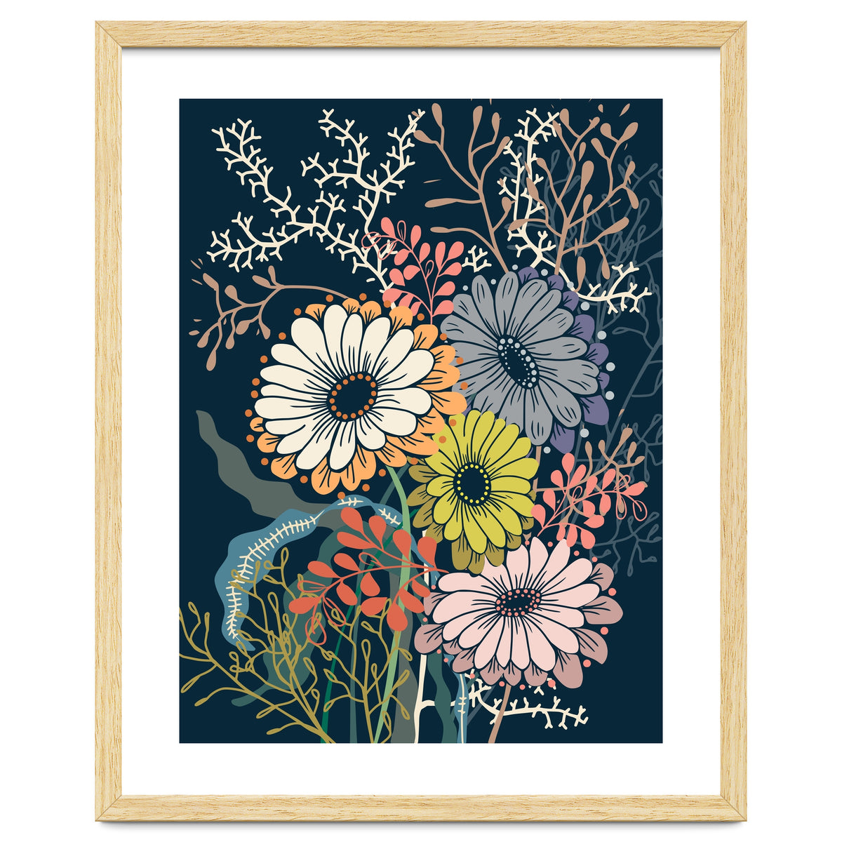 Springtime daisies dark blue
