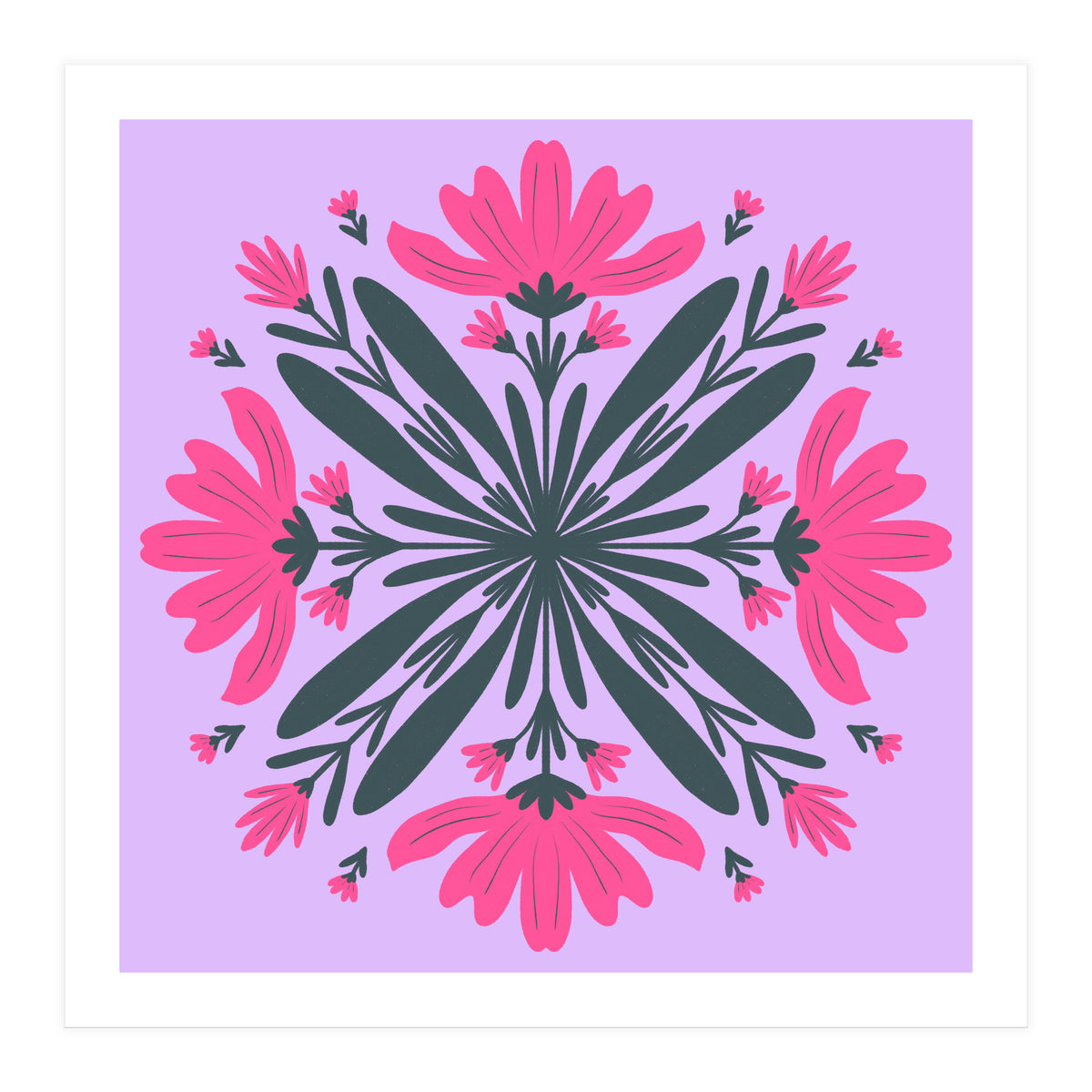 Magenta mandala flowers (Print Only)