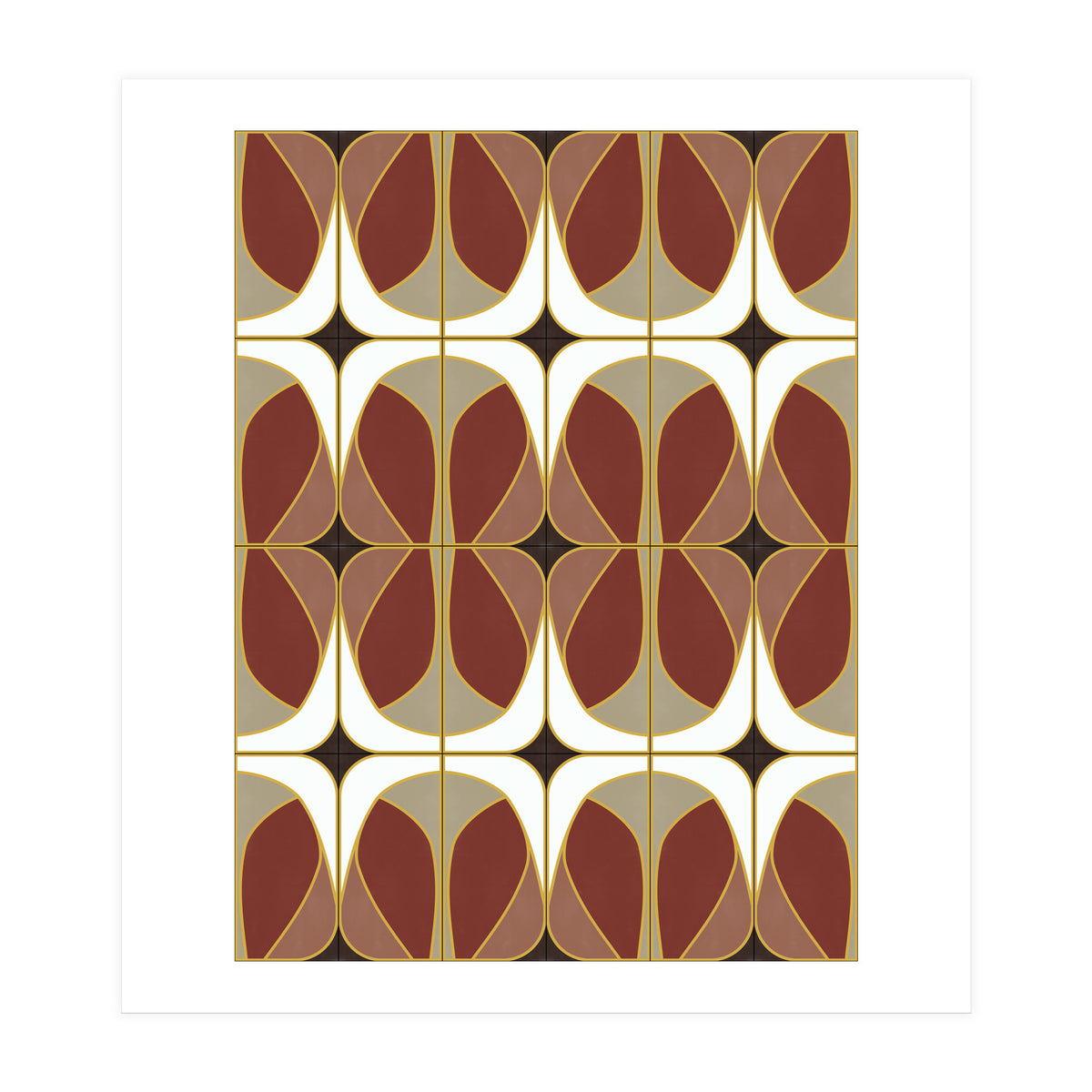 Umber Nouveau Tiles (Print Only)