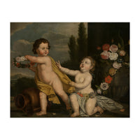 German Master (18th Century) – Two Putti with Garlands of Flowers (Print Only)