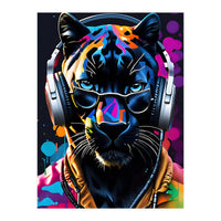 Panther In Headphones And Glasses (Print Only)