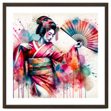 Vibrant Geisha With Rainbow Hand Fan thumbnail