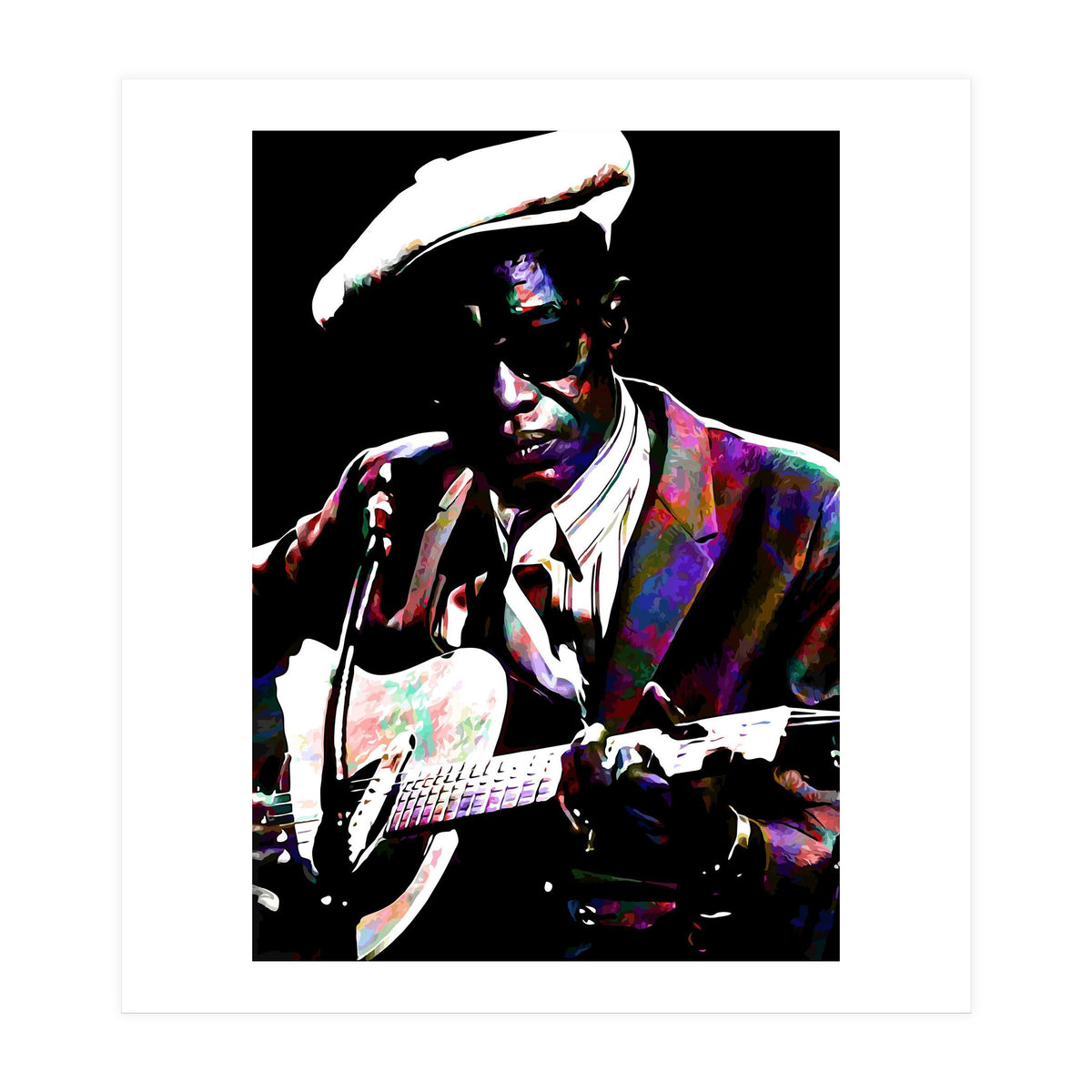 Lightnin' Hopkins American Country Blues Musician legend Colorful Art (Print Only)