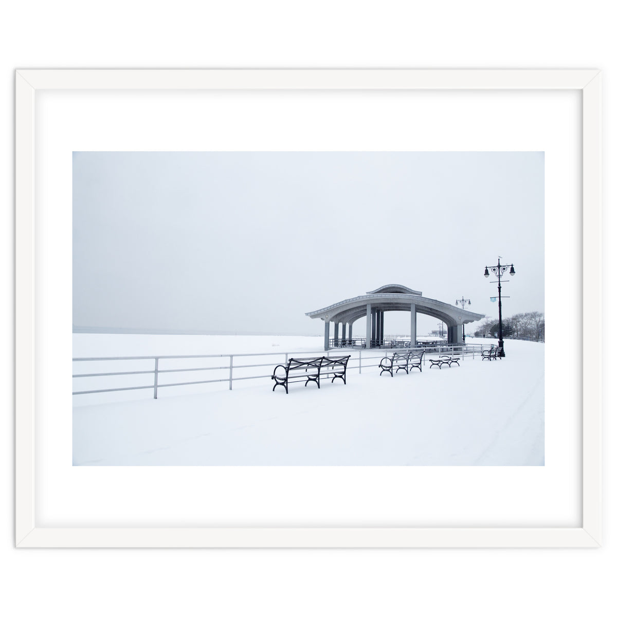 Benches in the Winter seascape