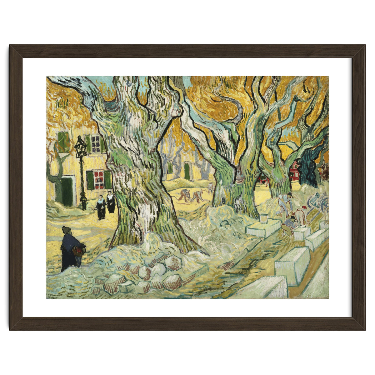 VINCENT VAN GOGH: The Road Menders. Date/Period: 1889. Painting. Oil on canvas.