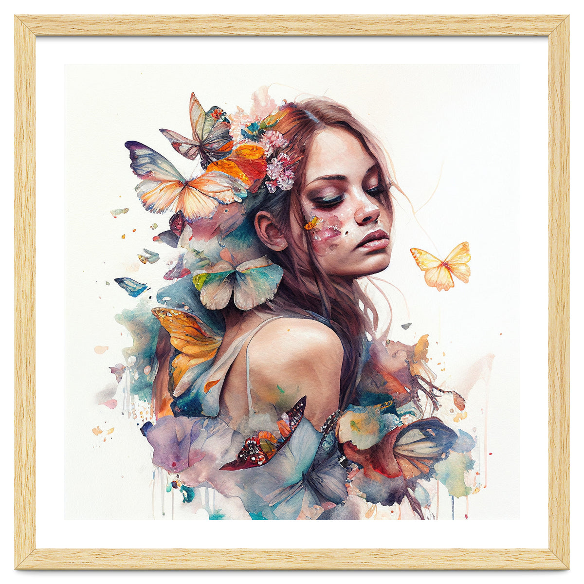 Butterfly Muse Watercolor Portrait
