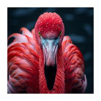 Close Up Flamingo Face With Water Droplets (Print Only)