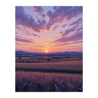 Serene Lavender Fields at Golden Hour Sunset (Print Only)