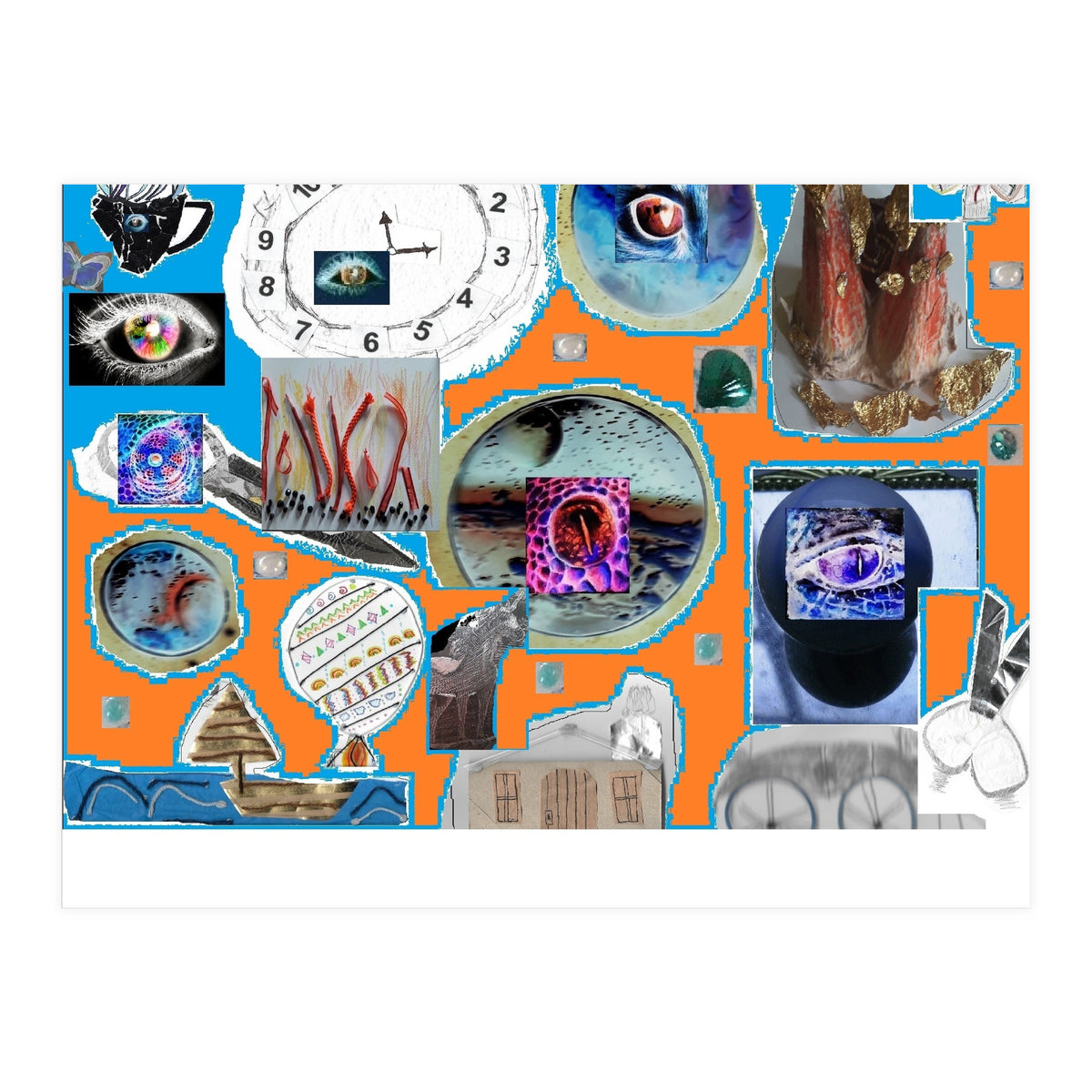 Abstract Collage 3 D Material Design Original (Print Only)