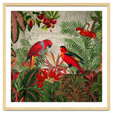 Vintage Rainforest With Tropical Red Parrots thumbnail