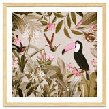 Vintage Exotic Birds Sepia Rainforest Flower Jungle thumbnail