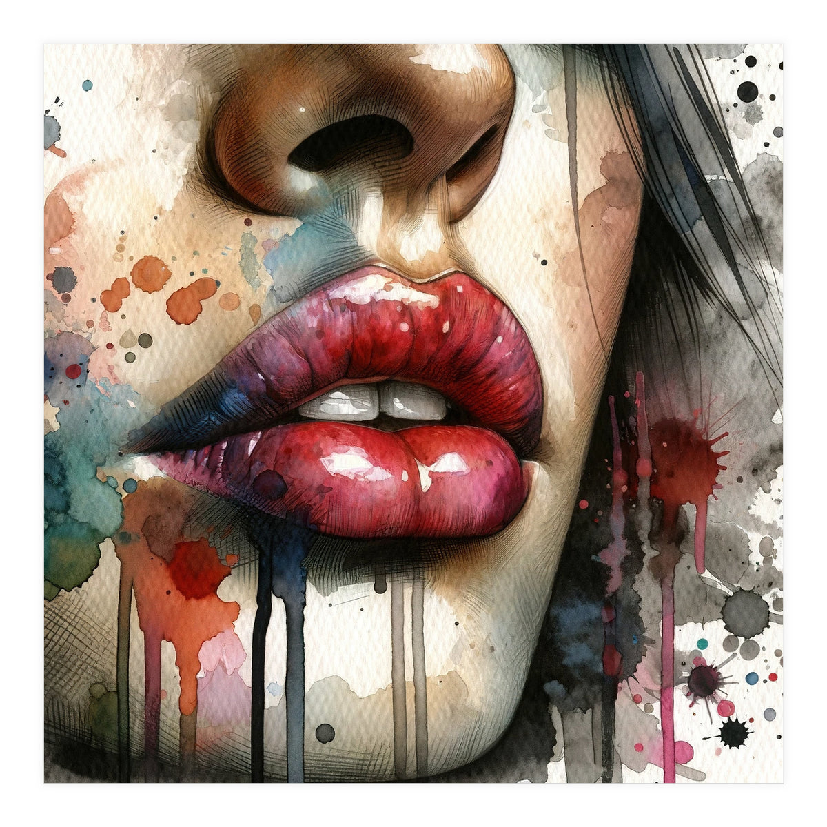 Watercolor Women Lips #1 (Print Only)