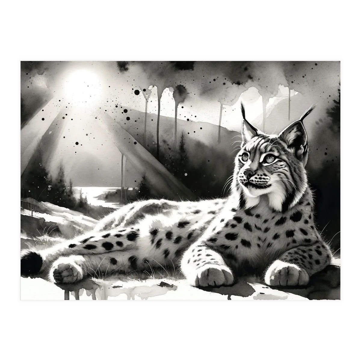 Lynx Resting In Sunlight (Print Only)