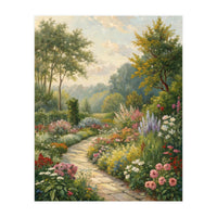 Enchanted English Cottage Garden Oil Painting (Print Only)