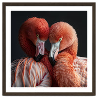 Close Up Of Two Flamingos Nuzzling Together