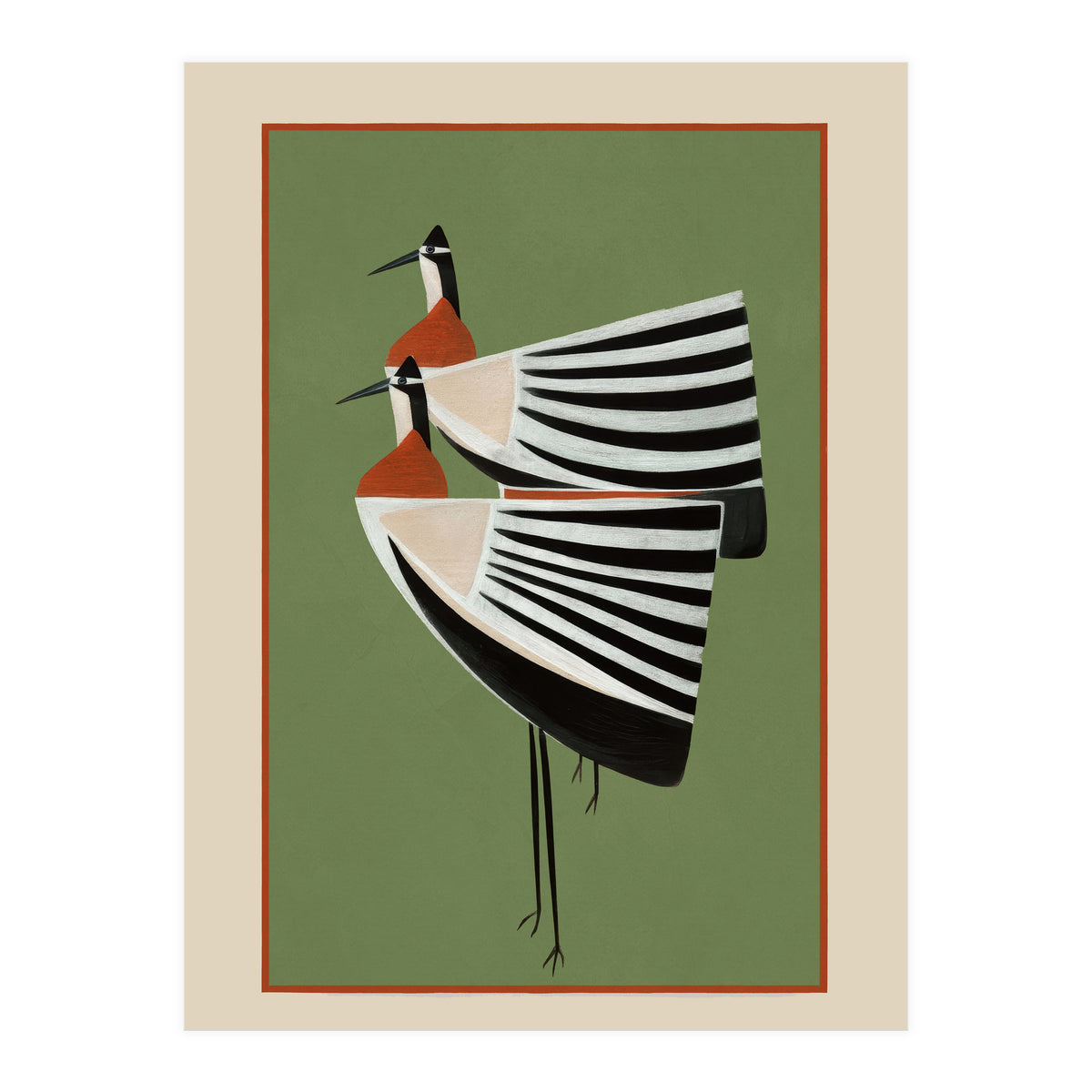 Striped Bird Pair (Print Only)