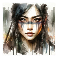 Ethereal Asian Warrior Gaze (Print Only)