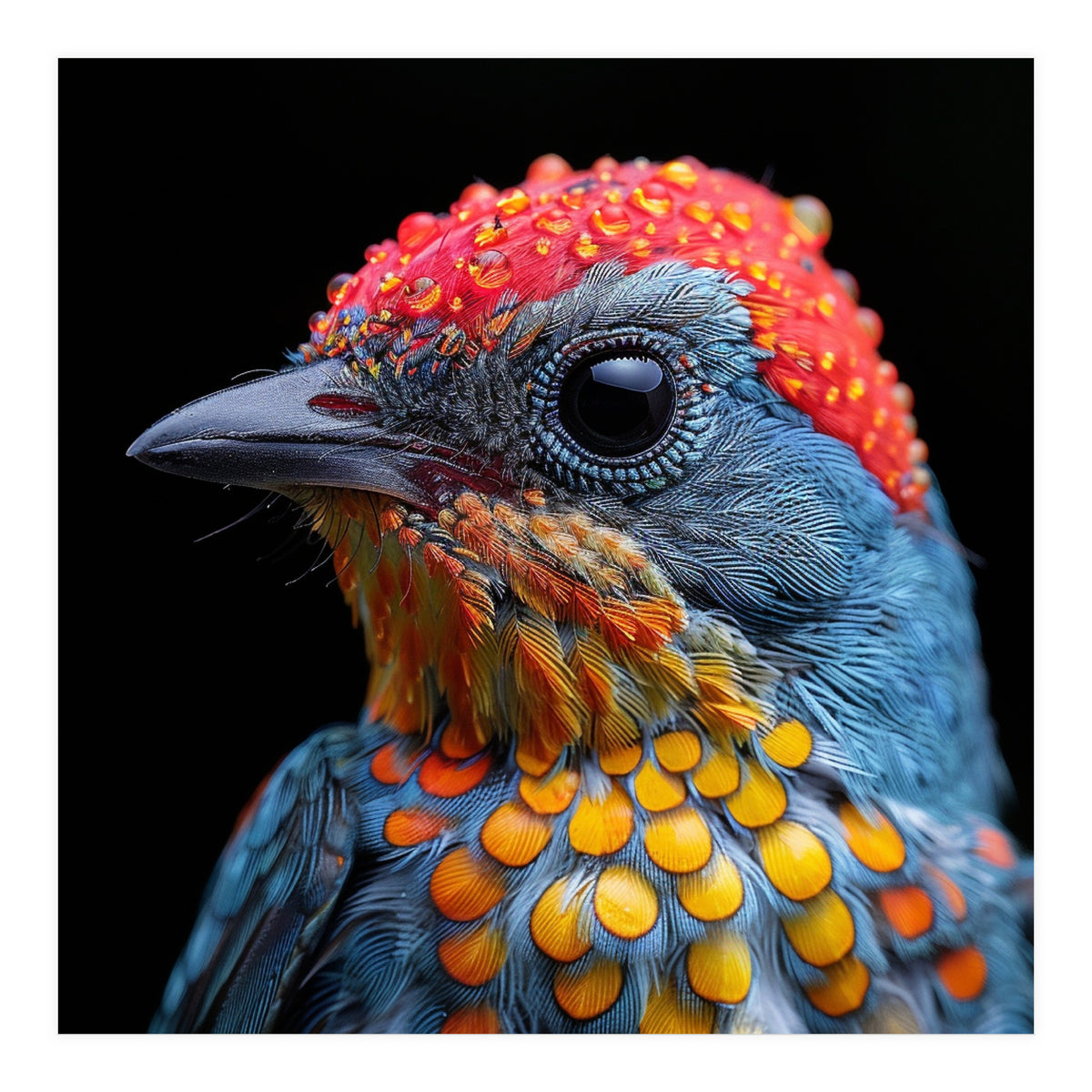 Close Up Of Colorful Bird With Water Droplets (Print Only)