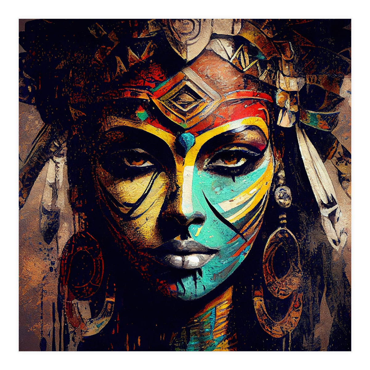 Midnight Warrior Woman Portrait (Print Only)