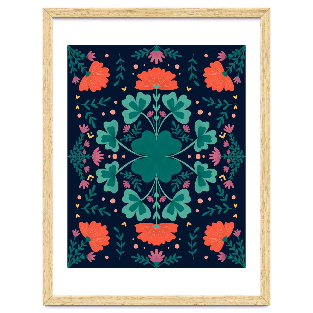 Clovers And Flowers Teal and Orange