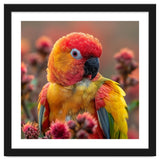 Close Up Of A Sun Conure Parrot With Bright Feathers thumbnail