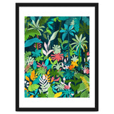 The Midnight Jungle, Botanical Nature Plants Tropical Forest, Watercolor Painting Floral Palm thumbnail