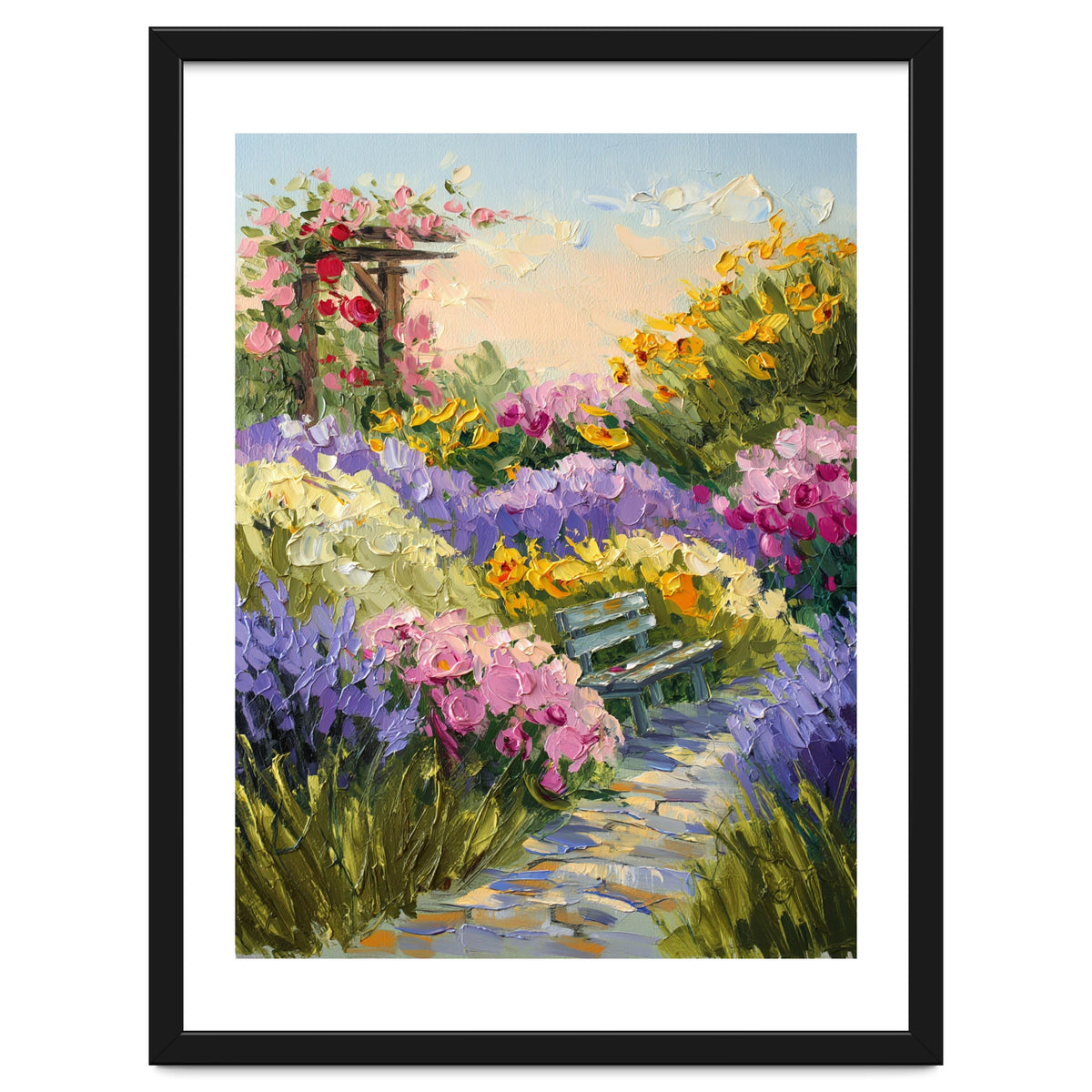 Serene Summer Garden Path Oil Painting