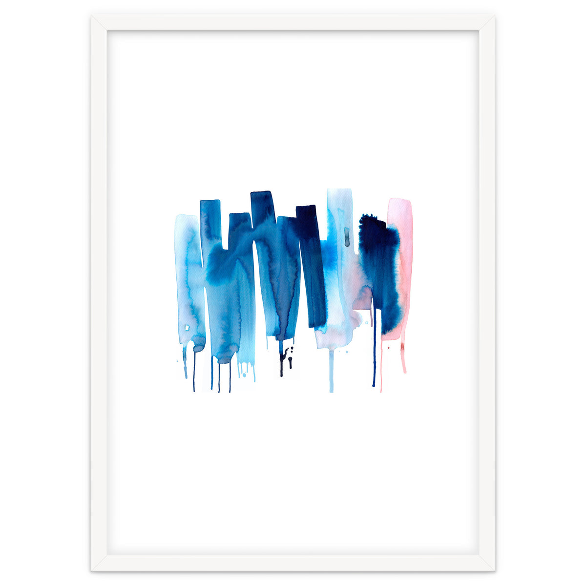 Abstract Watercolor Stripes Minimal Blue