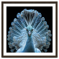 Majestic White Peacock Displaying Its Feathers