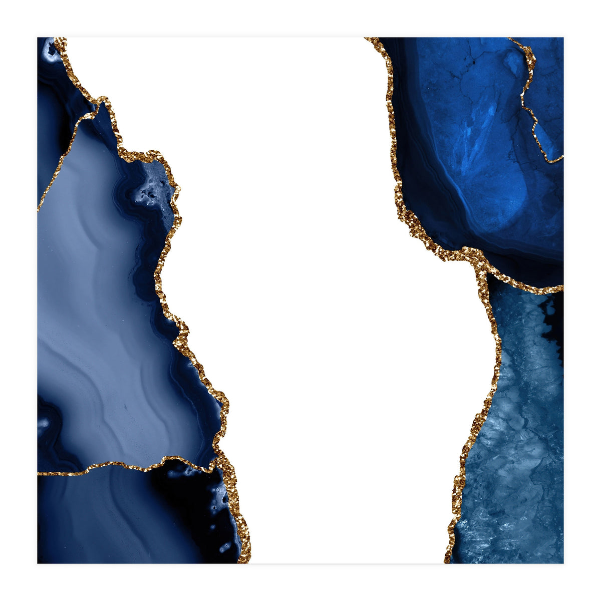 Navy & Gold Agate Texture 29  (Print Only)