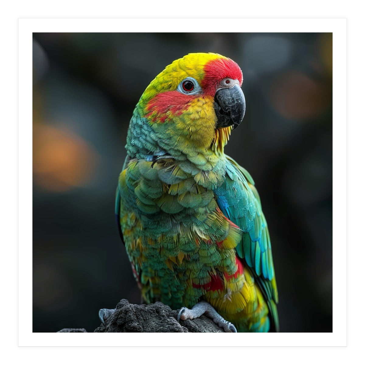 Vibrant Amazon Parrot Perched On A Branch (Print Only)