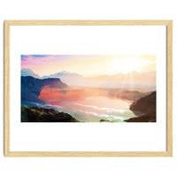 Sunrise Grandeur, Scenic Nature Landscape, Ocean Beach Travel Photography, Sea Waves Mindfulness