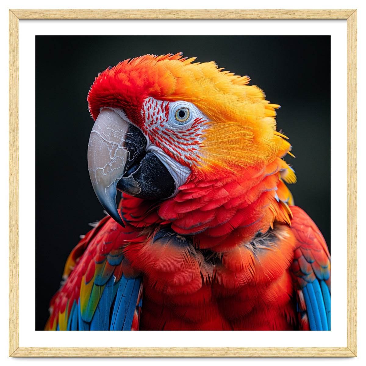 Scarlet Macaw Parrot Portrait Vivid Colors