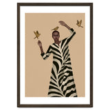 Woman With Birds And Zebra Pattern Dress thumbnail