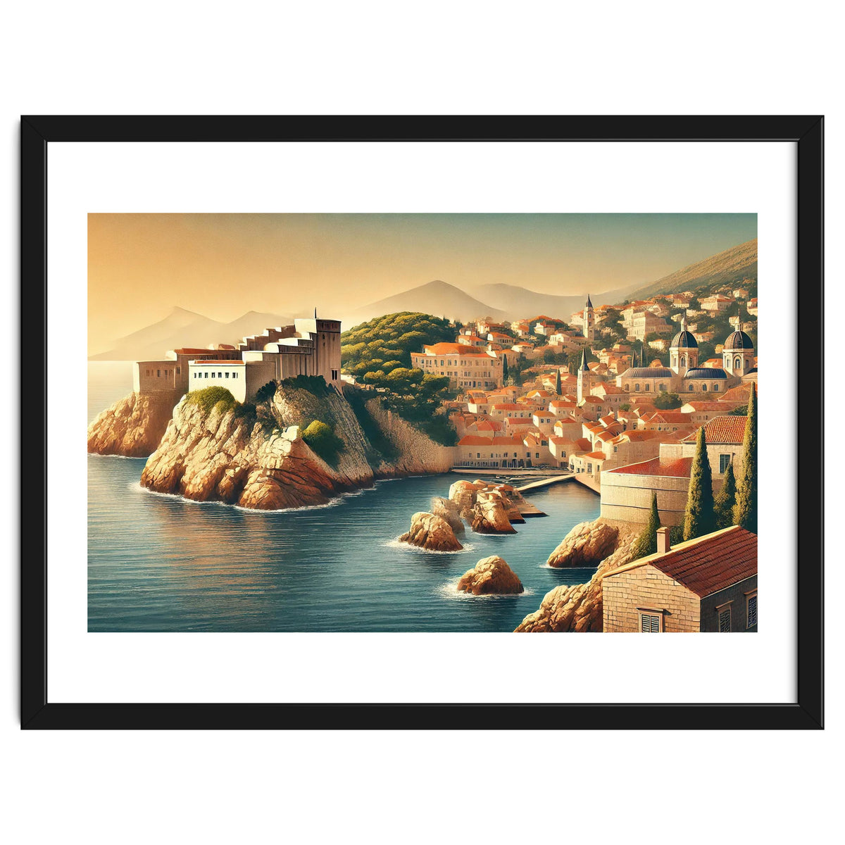 Vintage Croatia, Dubrovnik Coastal Poster