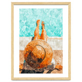 By The Pool All Day, Summer Travel Woman Swimming, Tropical Fashion Bohemian Painting thumbnail