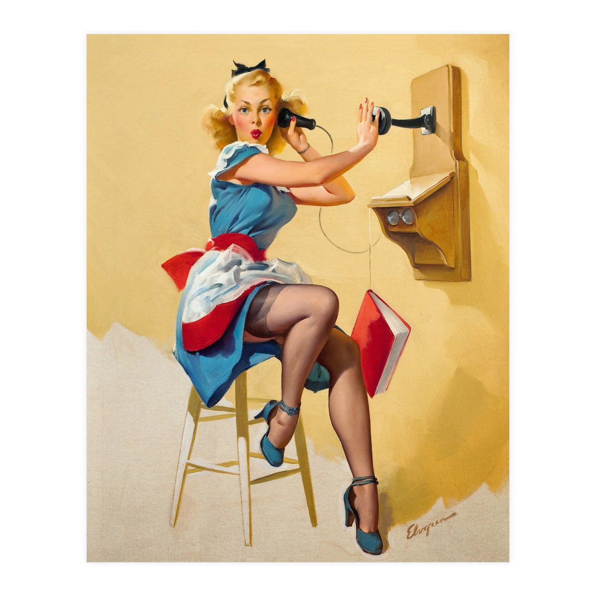 Pinup Gossip Girl On The Phone (Print Only)