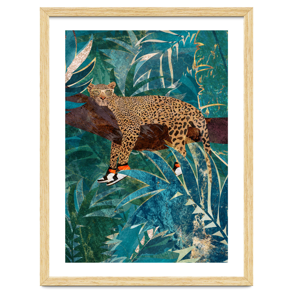 Leopard wearing shoes in the jungle