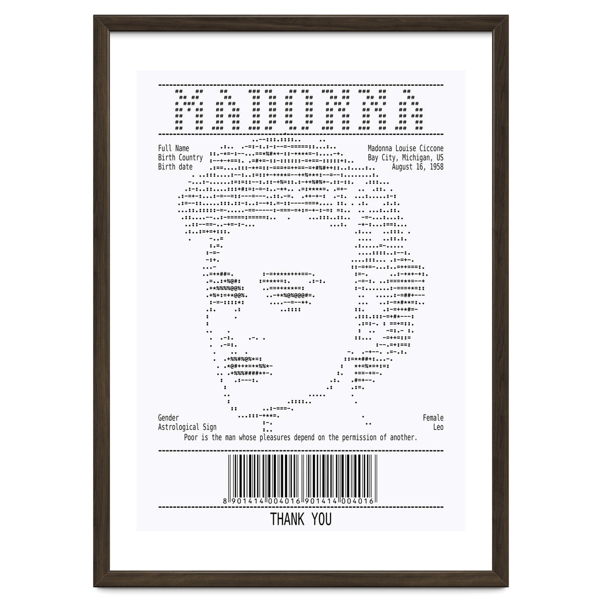 Receipt Art Madonna
