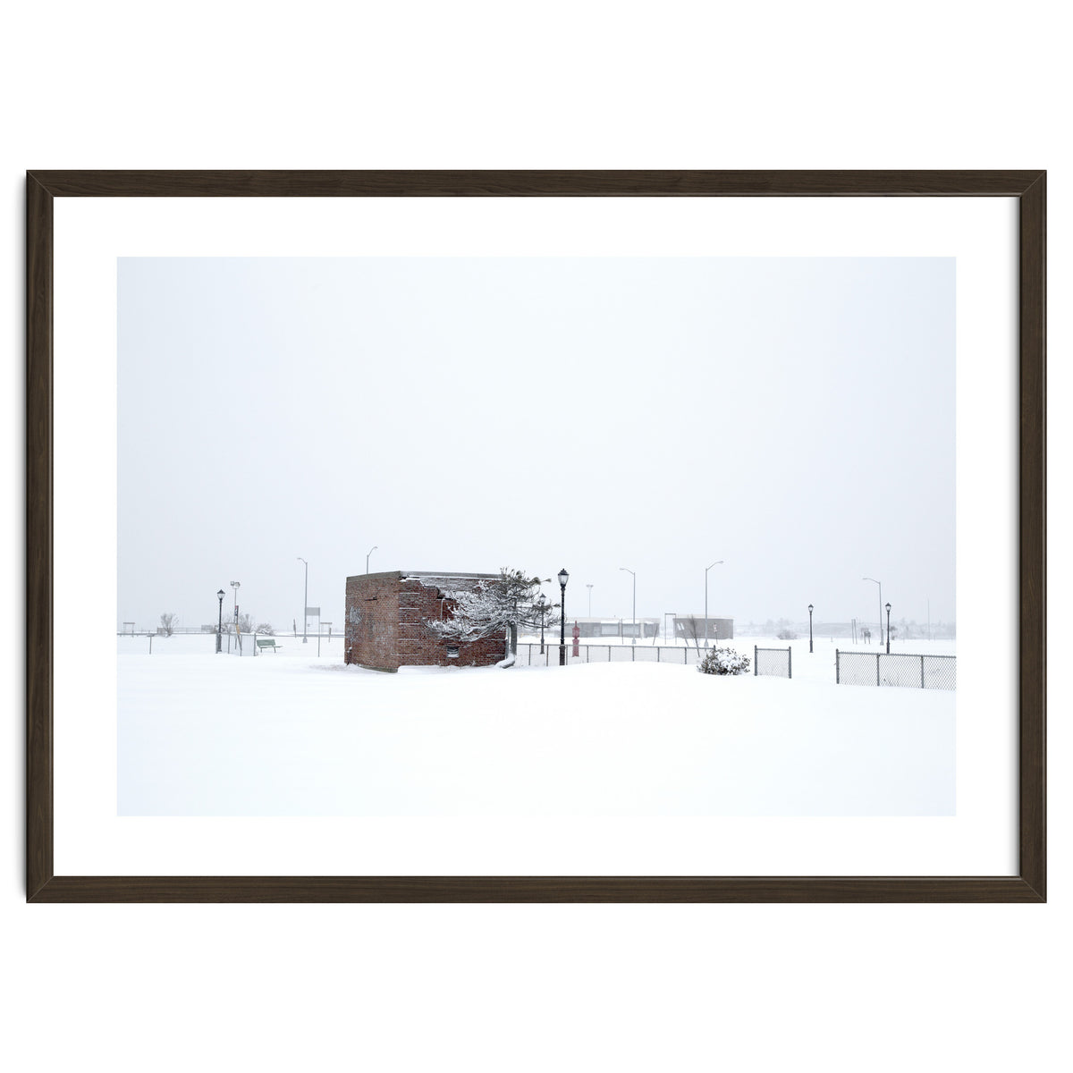 Barn in the winter snowscape