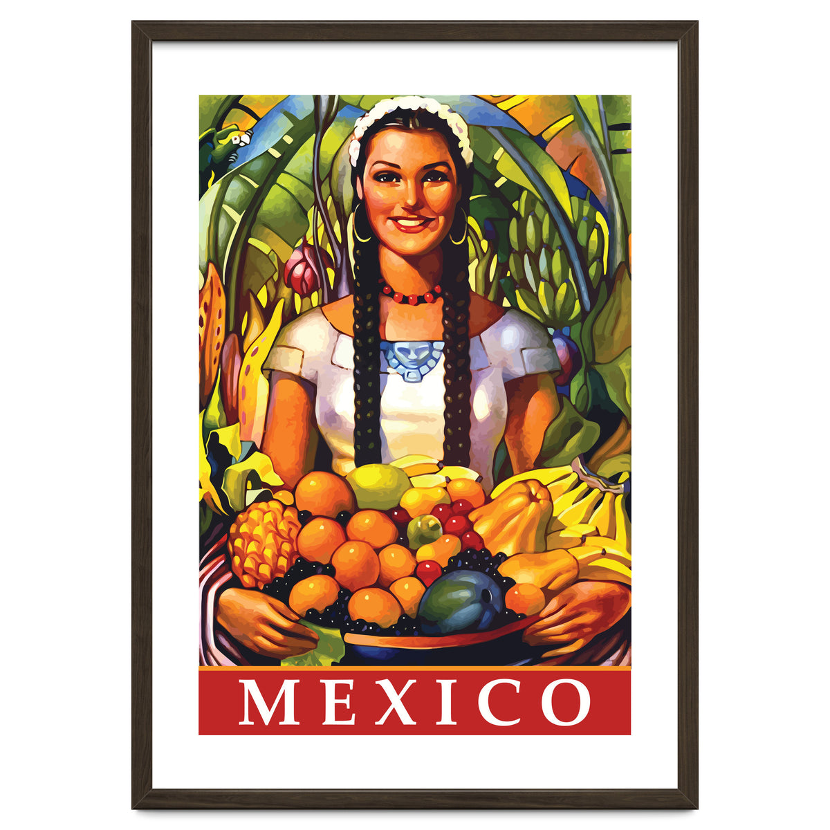 Mexico, Woman With Fruit Basket