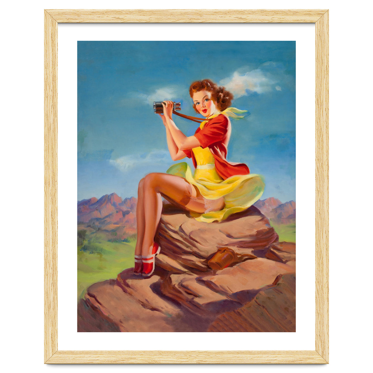 Pinup Sexy Binoculars Girl