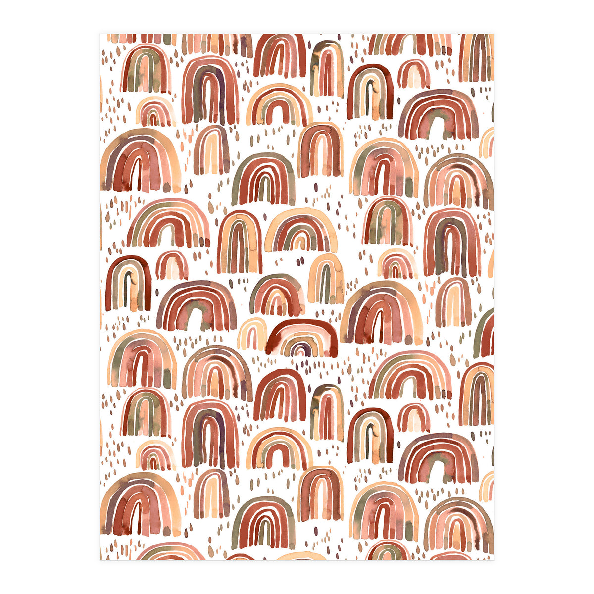 Cute Watercolor Rainbows Terracota (Print Only)
