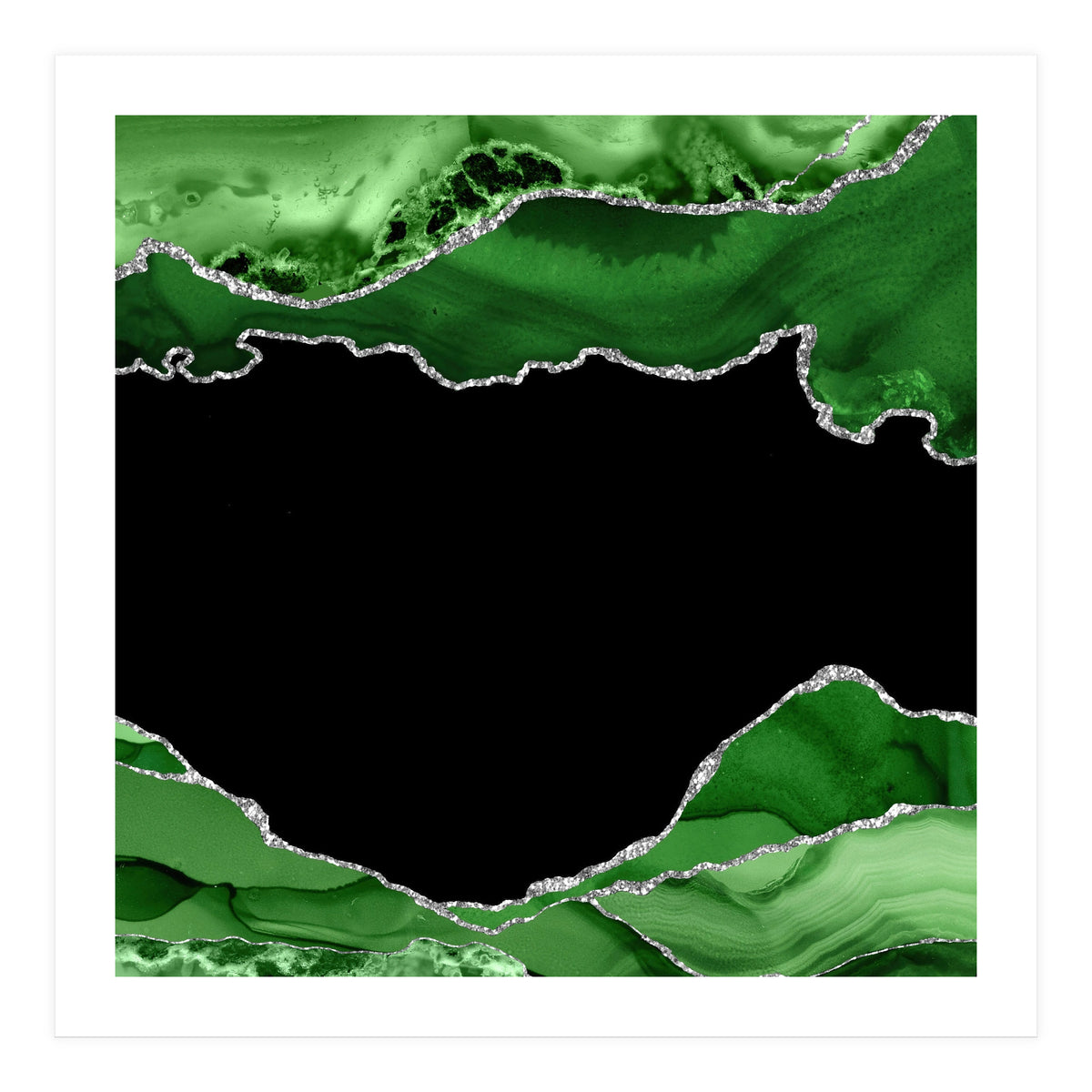 Green & Silver Agate Texture 04  (Print Only)