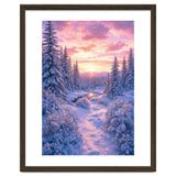 Winter Sunset Glow: Serene Snowy Forest and Frozen Creek thumbnail