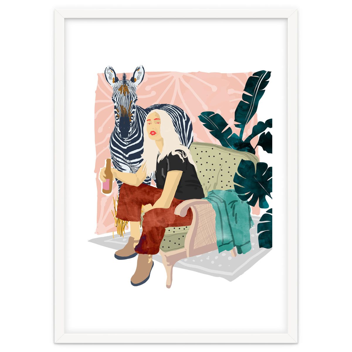 Zebra Hangout | Wildlife Urban Jungle Décor | Banana Leaves Monstera Plant Lady Fashion