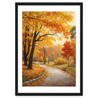 Original Autumn Park Landscape Oil Painting Style