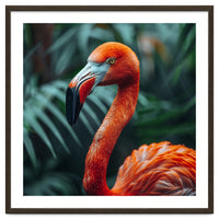 Close Up Of A Vibrant Orange Flamingo Bird