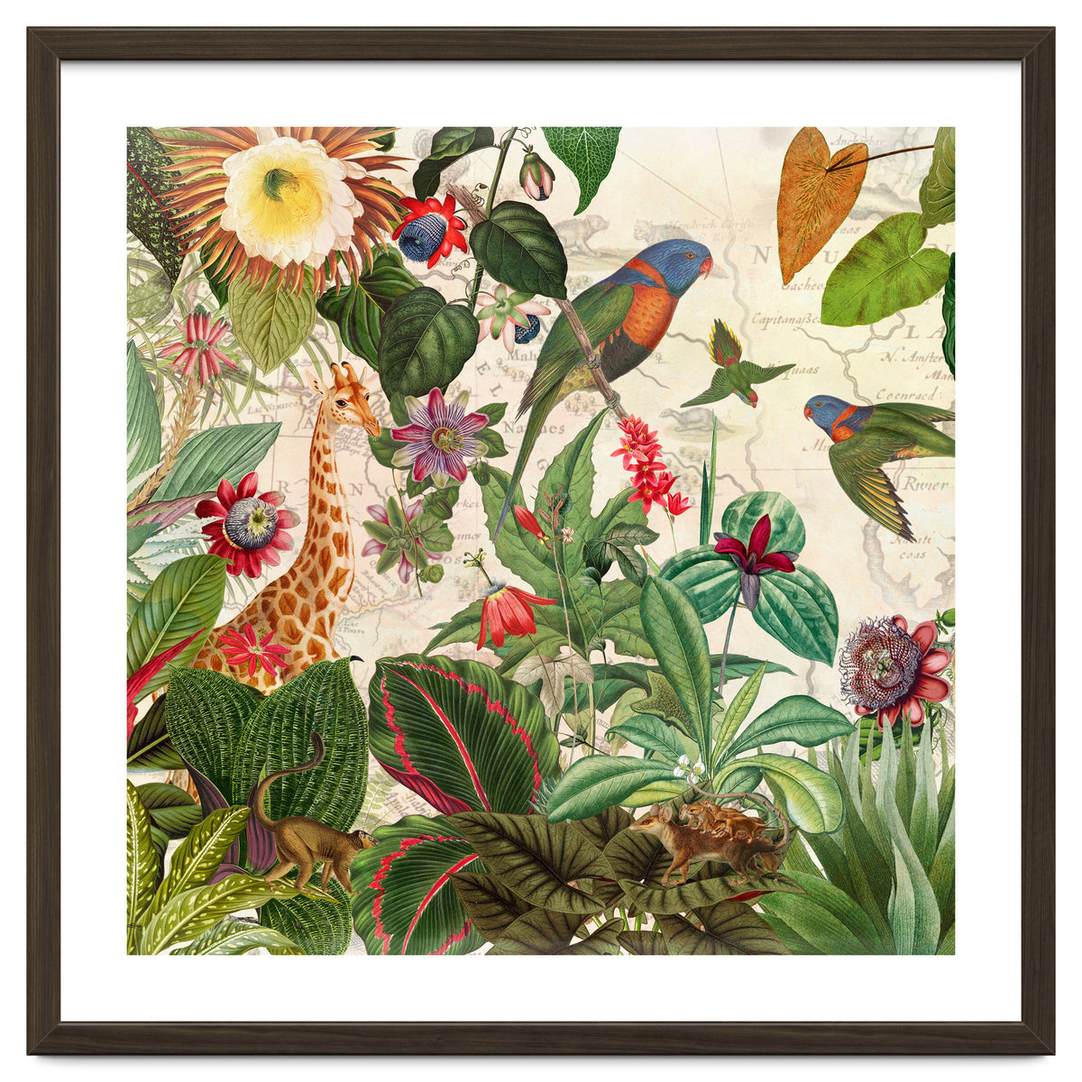 Exotic Lush Jungle And Wild Animals Landscape