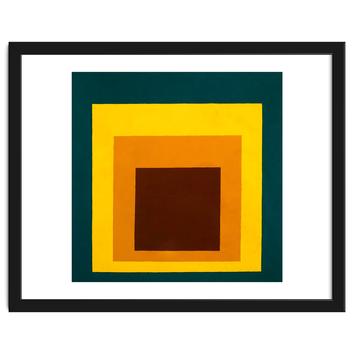 JOSEF ALBERS - HOMAGE TO THE SQUARE DARK GREEN YELLOW ORANGE BROWN